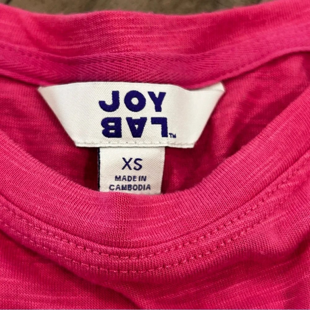 JoyLab Cropped Pink Muscle Shirt Pin-tucked Shoulders Loose Fit Casual Size XS - Picture 7 of 9